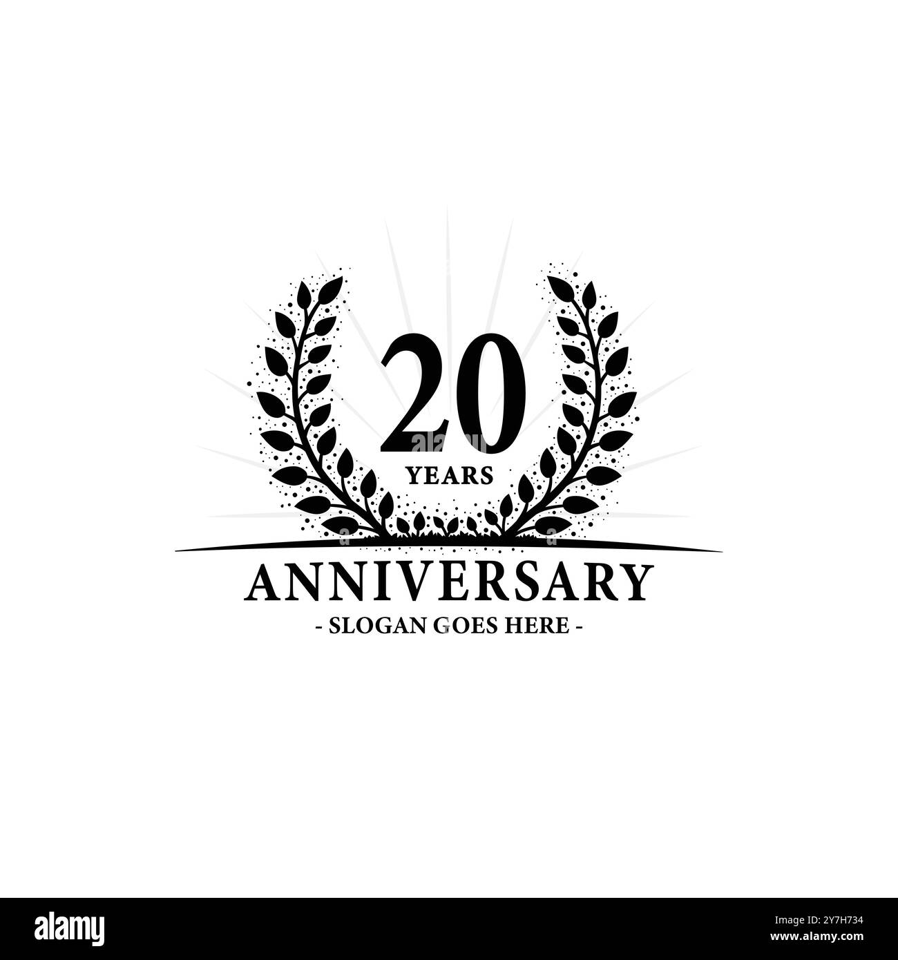 20 anni per festeggiare l'anniversario. modello di design per il ventesimo anniversario. Vettore e illustrazione. Illustrazione Vettoriale