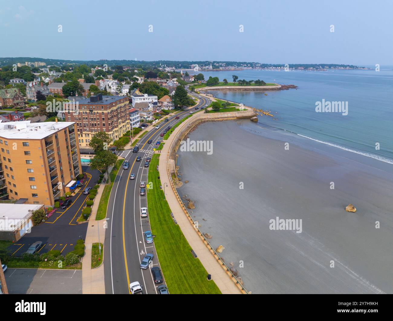 Vista aerea di Lynn Beach su Lynn Shore Drive nella città di Lynn, contea di Essex, Massachusetts ma, Stati Uniti. Foto Stock