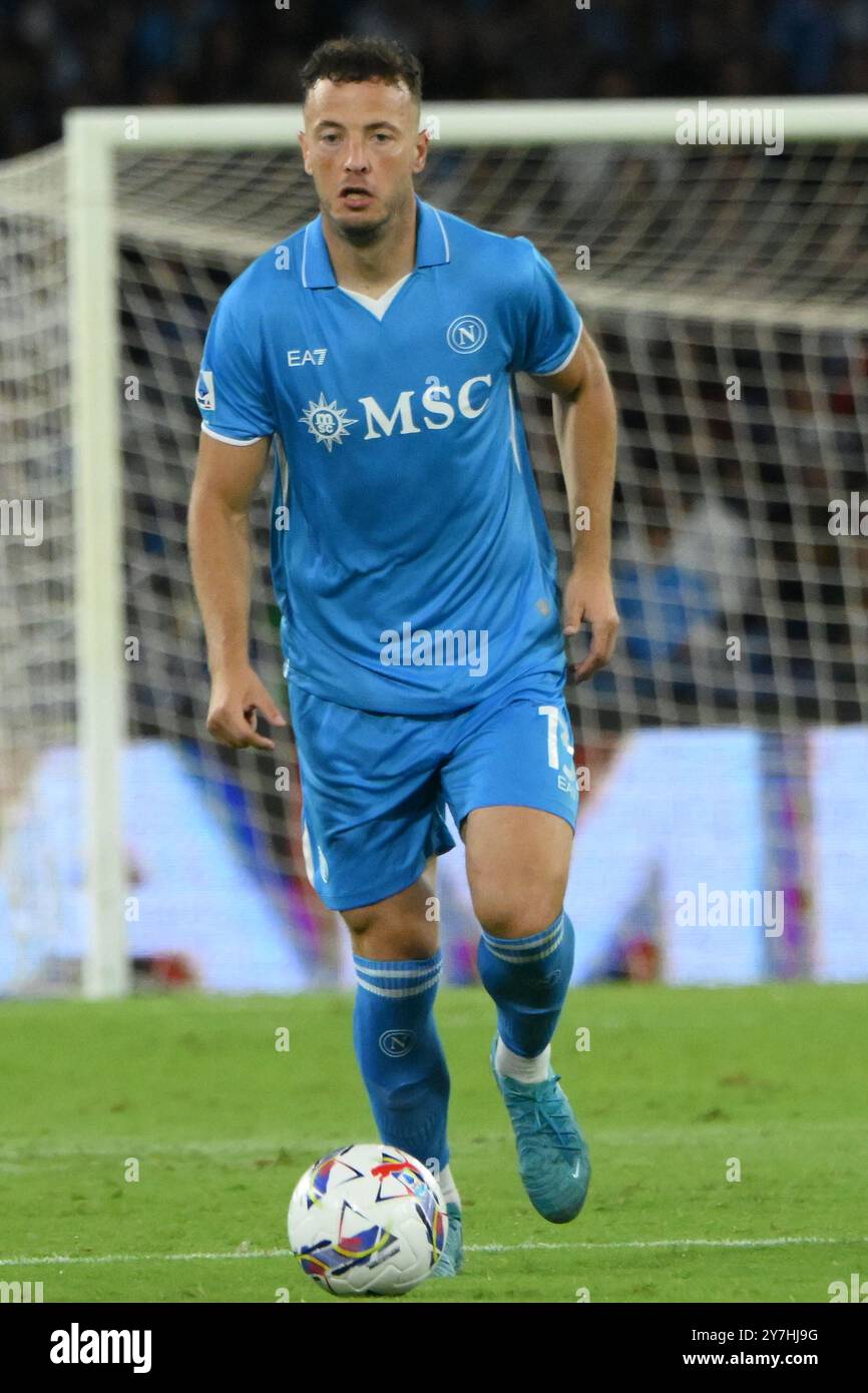 Napoli, Italia. 29 settembre 2024. Amir Rrahmani della SSC Napoli in azione durante la partita di serie A Enelive tra SSC Napoli e AC Monza il 29 settembre 2024 a Napoli, italia punteggio finale 2-0 (Credit Image: © Agostino Gemito/Pacific Press via ZUMA Press Wire) SOLO USO EDITORIALE! Non per USO commerciale! Foto Stock
