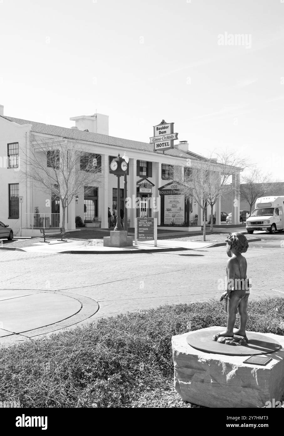 Museo della diga di Hoover all'interno dello storico Boulder Dam Hotel a Boulder City, Nevada, Stati Uniti. Mostre sulla storia e la costruzione della diga di Hoover, Foto Stock