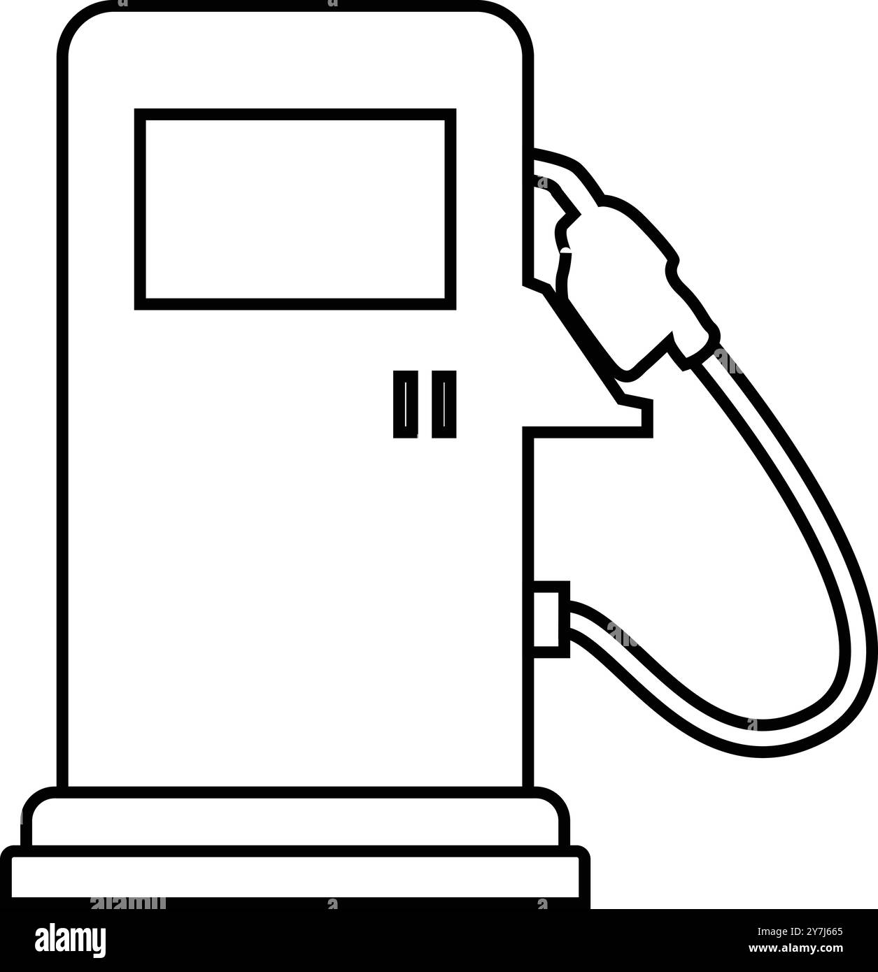 Icona del contorno della pompa di benzina, icona della stazione di rifornimento olio, profilo della pompa di alimentazione, profilo della stazione di rifornimento, stazione di servizio, segnale stradale Illustrazione Vettoriale