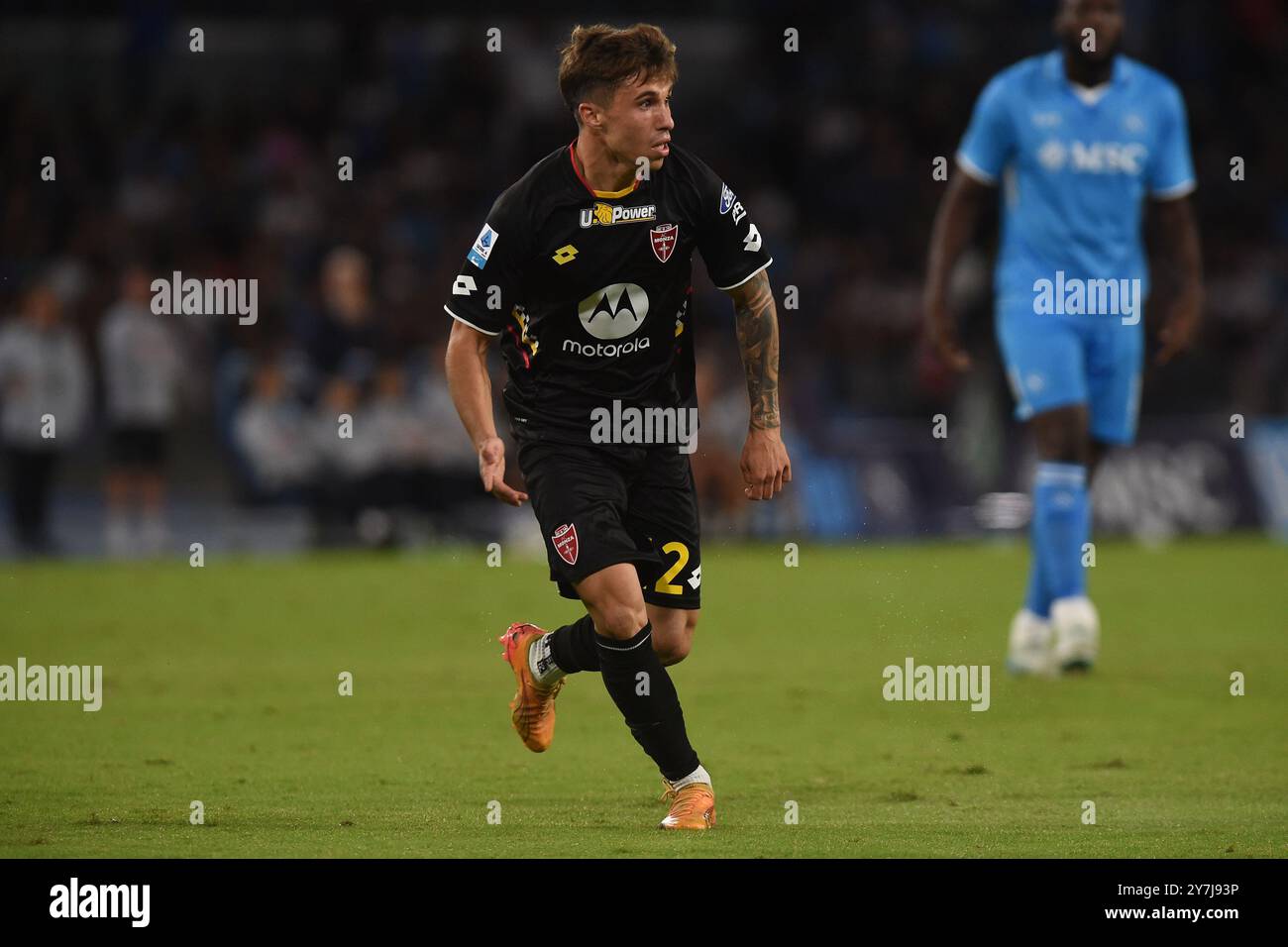 Napoli, Italia. 29 settembre 2024. Alessandro bianco dell'AC Monza durante la partita di serie A tra il Napoli e l'AC Monza allo Stadio Diego Armando Maradona Napoli Italia il 29 settembre 2024. Crediti: Franco Romano/Alamy Live News Foto Stock