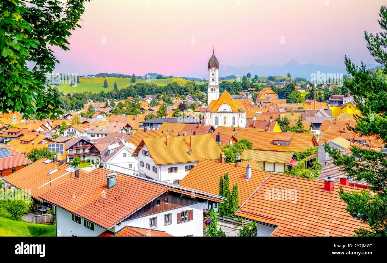 Vista su Nesselwang, Germania Foto Stock