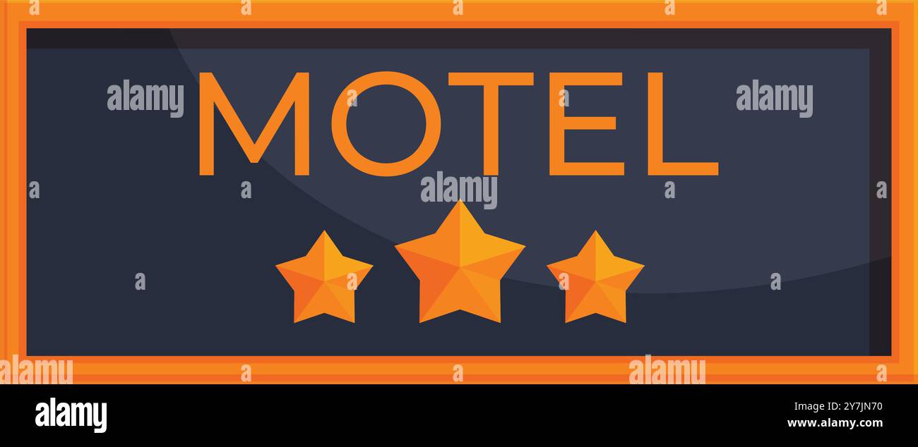 Il classico cartello del motel vanta una classificazione a tre stelle, che indica un soggiorno confortevole e piacevole per i viaggiatori Illustrazione Vettoriale