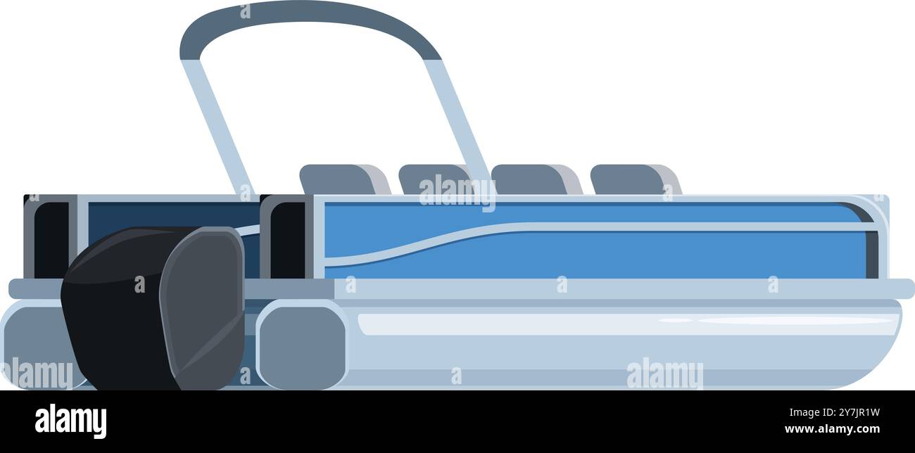 Pontile blu e grigio per escursioni di pesca o di svago sul lago Illustrazione Vettoriale