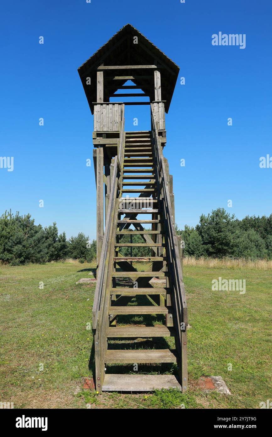 Torre di osservazione in legno vicino a Zislow nel Meclemburgo Foto Stock