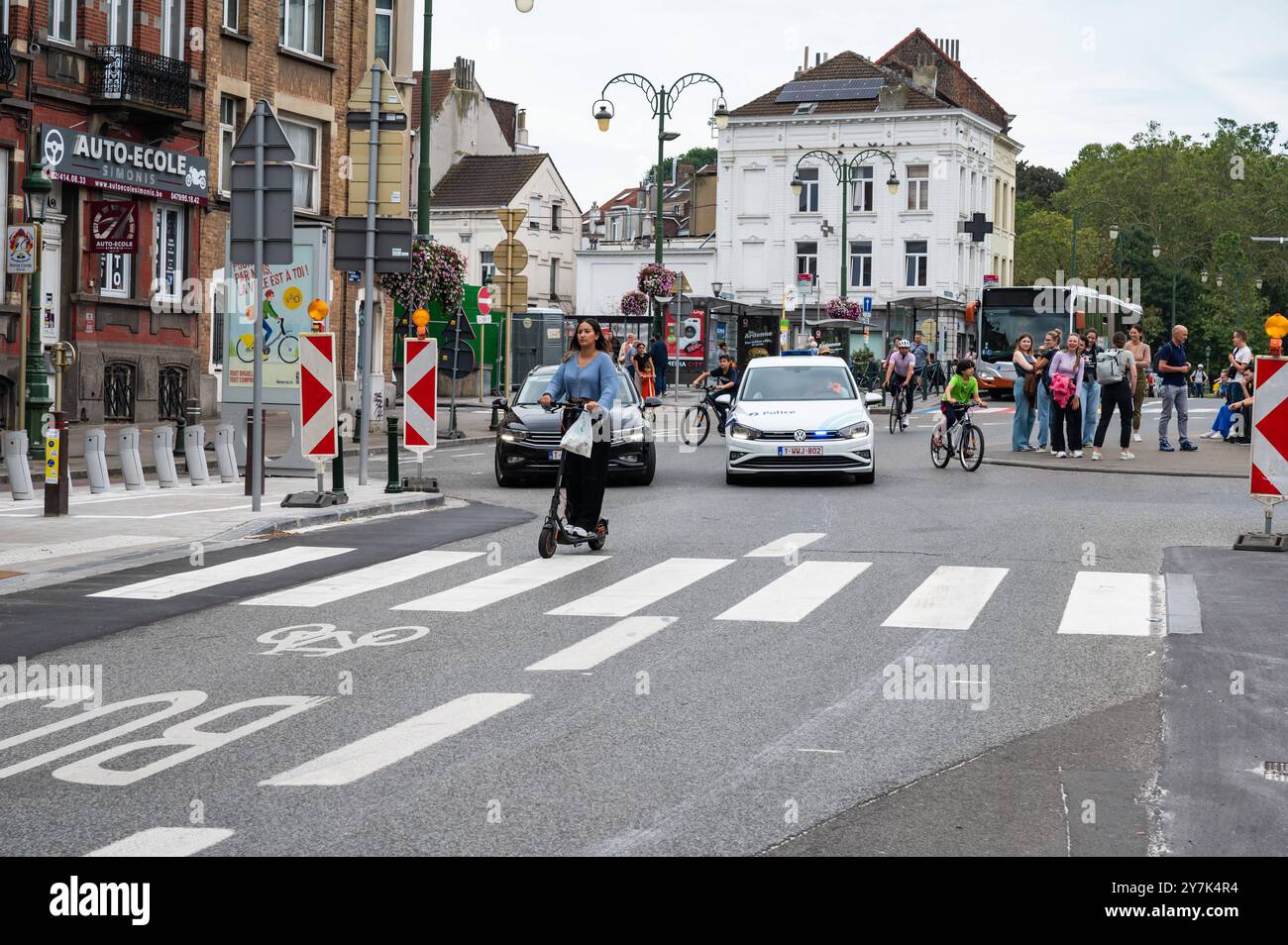 Ciclisti alla domenica libera a Molenbeek, Bruxelles, Belgio, 22 settembre 2024 Foto Stock