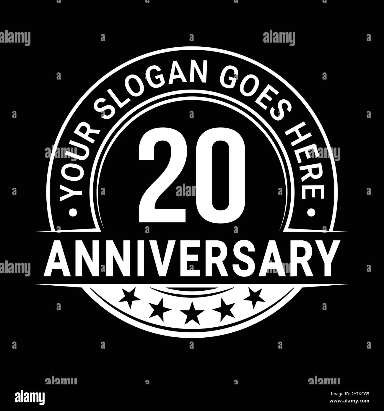 modello di design del logo per il 20° anniversario. 20° anniversario della celebrazione del logotipo. Vettore e illustrazione. Illustrazione Vettoriale