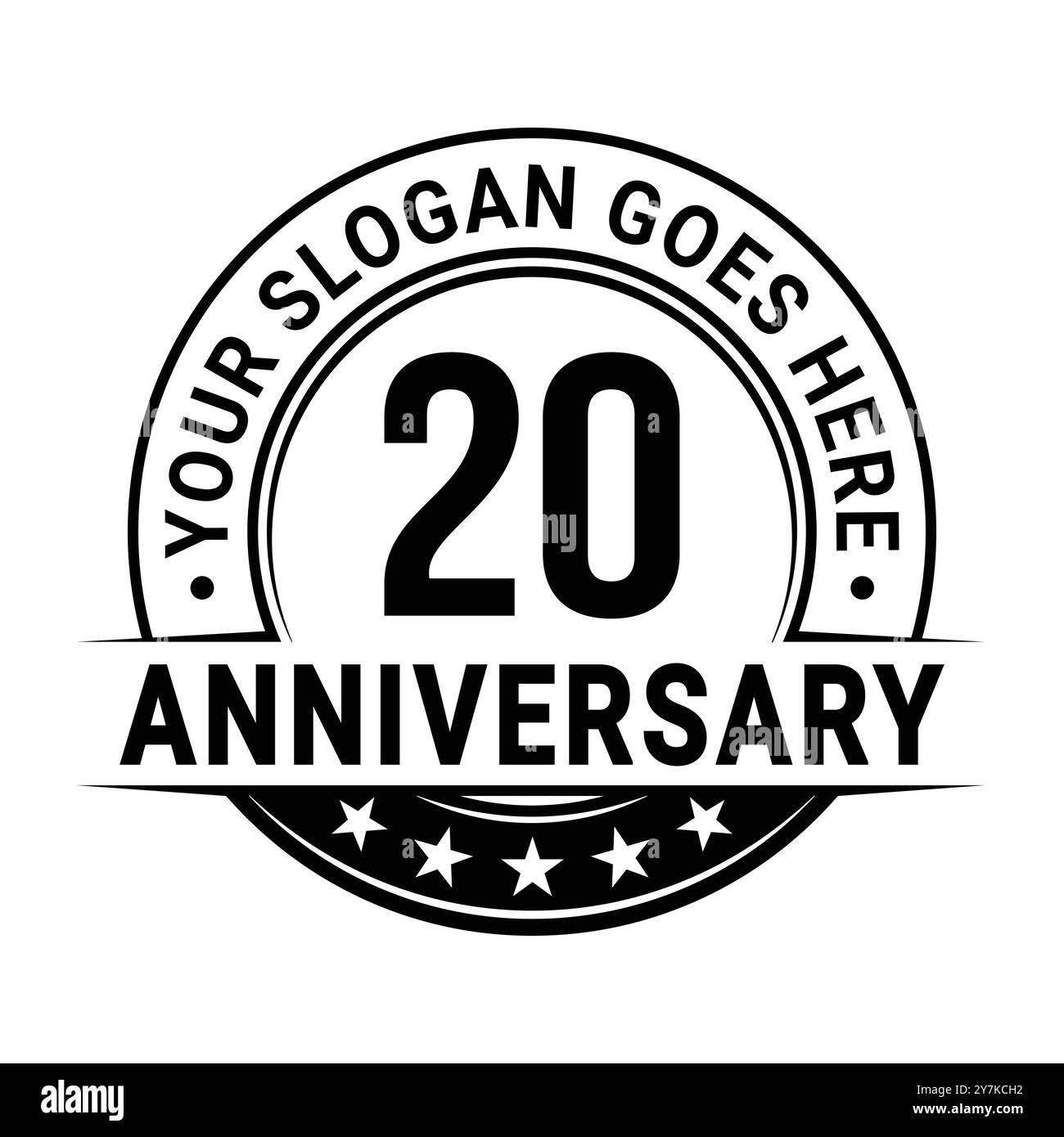 modello di design del logo per il 20° anniversario. 20° anniversario della celebrazione del logotipo. Vettore e illustrazione. Illustrazione Vettoriale