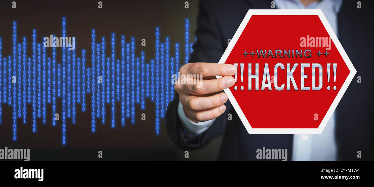 Immagine simbolica, sicurezza informatica, attacchi informatici in tutto il mondo, criminalità informatica, attacchi INFORMATICI digitali, hacker, furto di dati, spionaggio, malware, attacchi di phishing Foto Stock