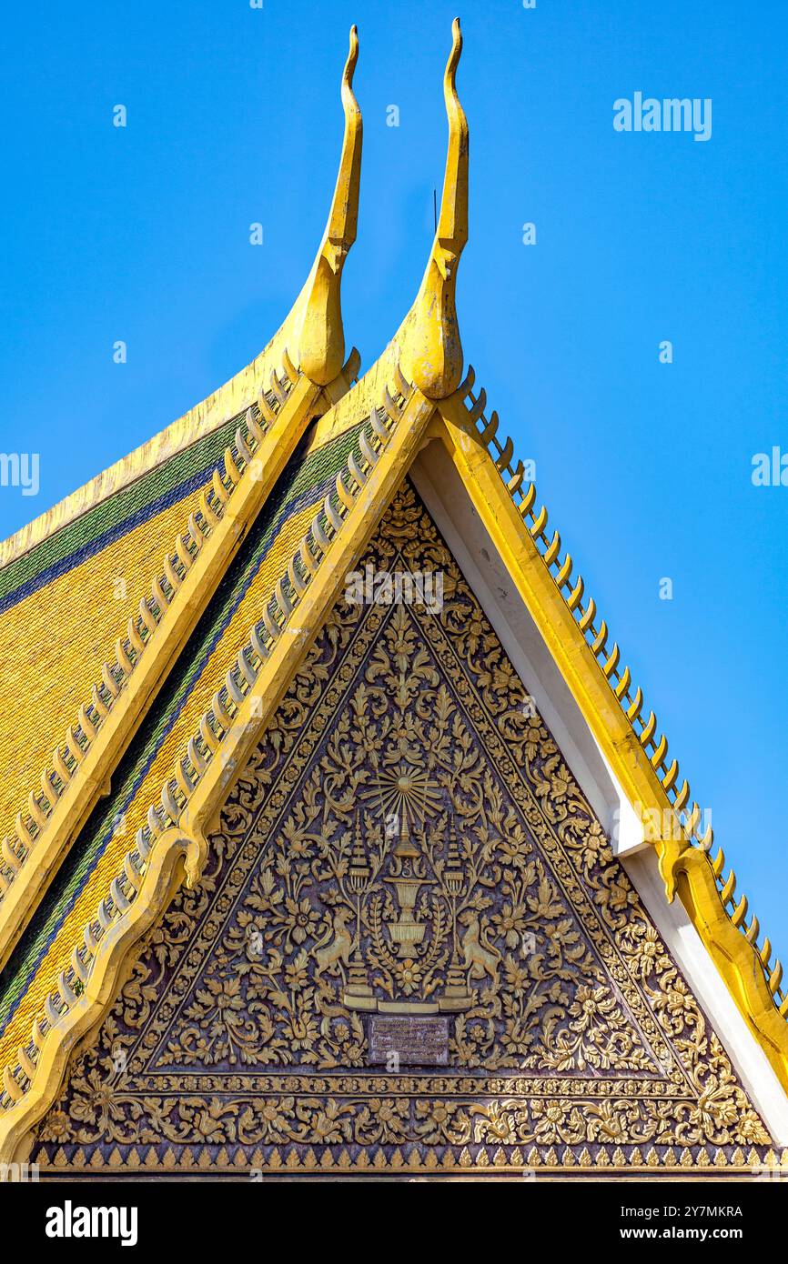 Dettaglio della sala del Trono, del Palazzo reale, di Phnom Penh, Cambogia Foto Stock