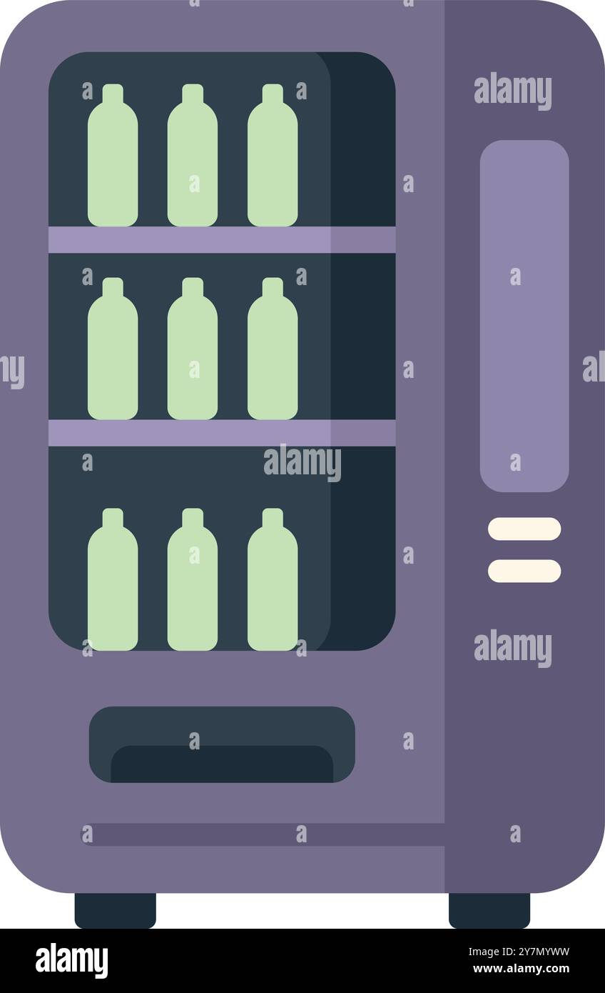 Distributore automatico con una selezione di bevande fresche in bottiglia, perfetto per una bevanda veloce Illustrazione Vettoriale