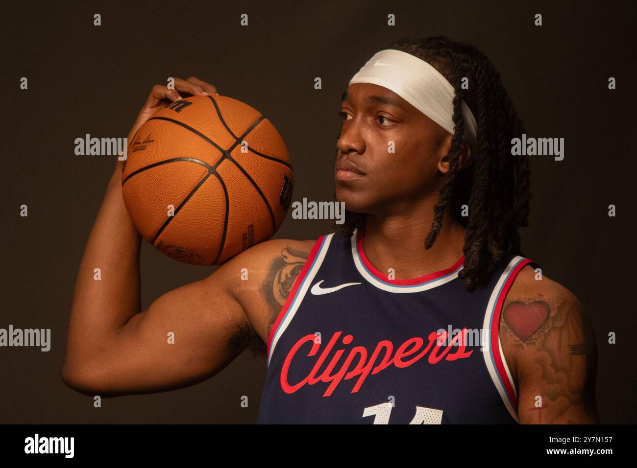 Los Angeles, Stati Uniti. 30 settembre 2024. Terance Mann #14 dei Los Angeles Clippers partecipa al Media Day di LA Clippers all'Intuit Dome. Credito: SOPA Images Limited/Alamy Live News Foto Stock