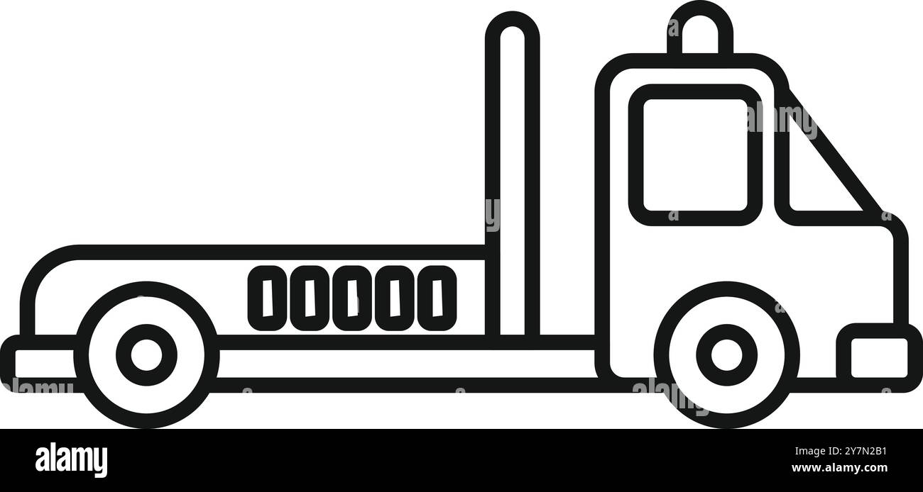 Semplice icona in bianco e nero di un carro attrezzi senza alcun carico sul letto Illustrazione Vettoriale