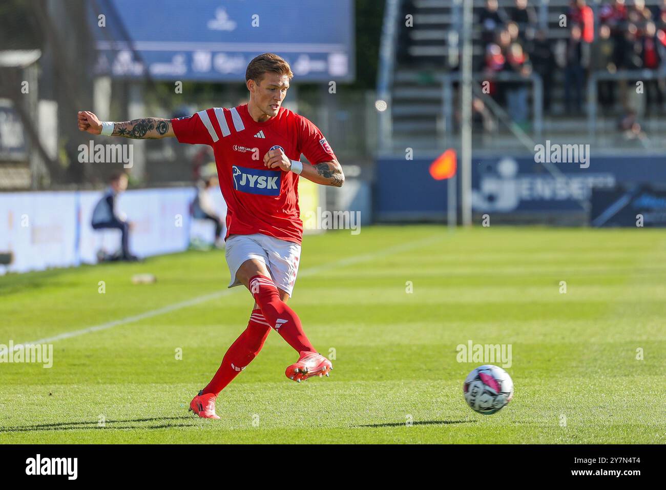 Lyngby, Danimarca. 29 settembre 2024. Oliver Sonne (5) di Silkeborg SE visto durante il 3F Superliga match danese tra Lyngby BK e Silkeborg IF al Lyngby Stadion di Lyngby. Foto Stock