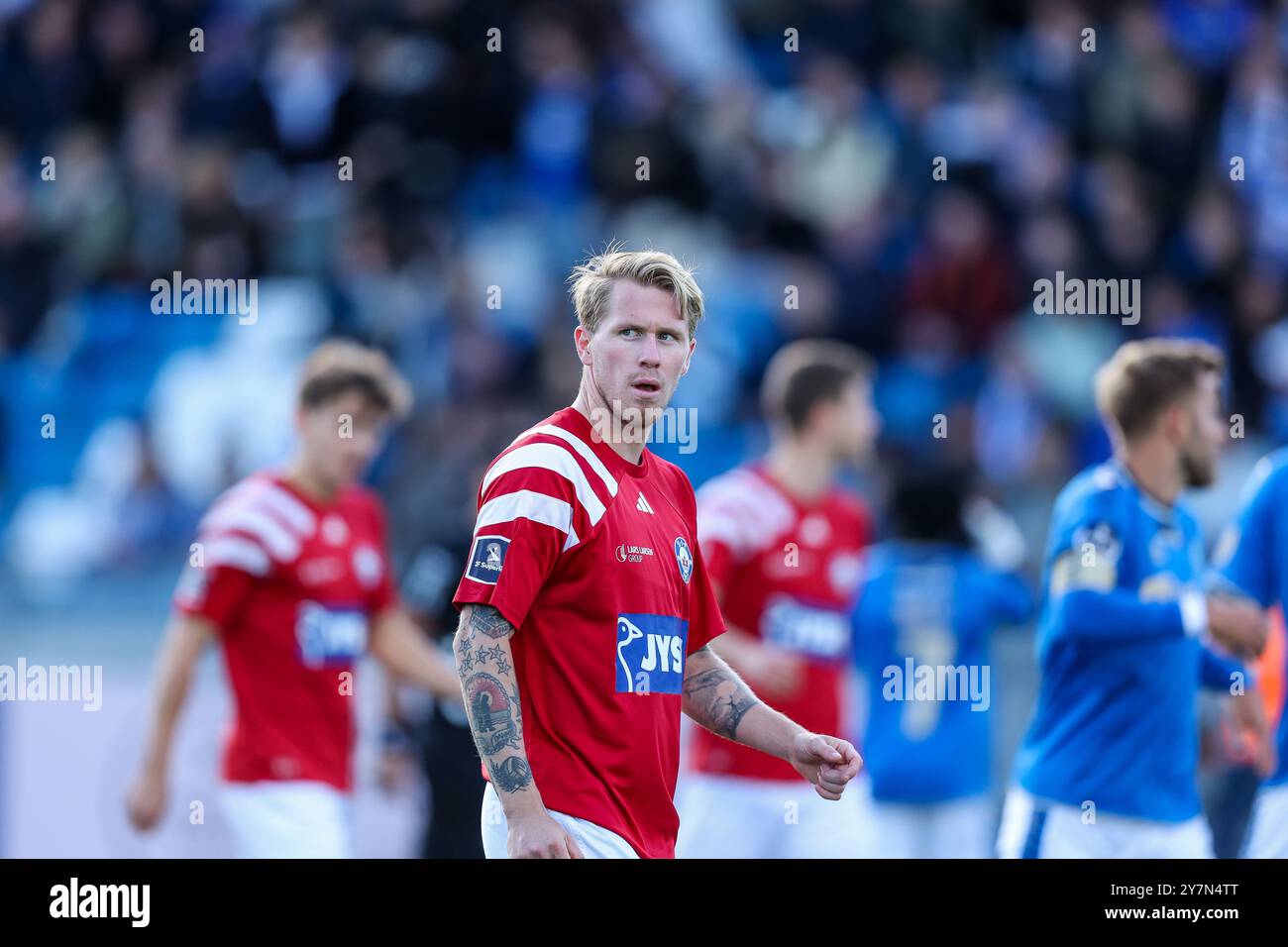 Lyngby, Danimarca. 29 settembre 2024. Tonni Adamsen (23) di Silkeborg SE visto durante il danese 3F Superliga match tra Lyngby BK e Silkeborg IF al Lyngby Stadion di Lyngby. Foto Stock