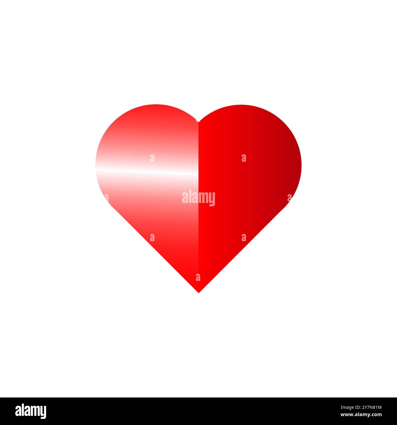 Icona del vettore cardiaco 3D. Colore rosso brillante cuore romantico per auguri e biglietti d'invito di san valentino o per poster di festeggiamenti isolati Illustrazione Vettoriale