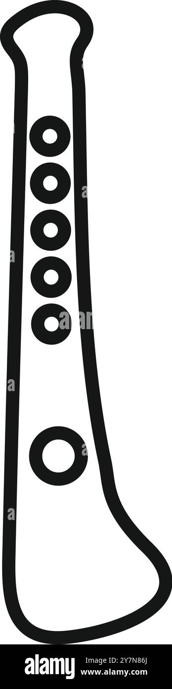 Semplice immagine vettoriale dell'icona della linea che mostra la riproduzione di un chalumeau Illustrazione Vettoriale