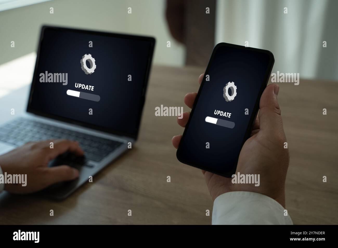 Installazione del concetto della tecnologia di aggiornamento del processo di aggiornamento del software, aggiornamento del software Foto Stock