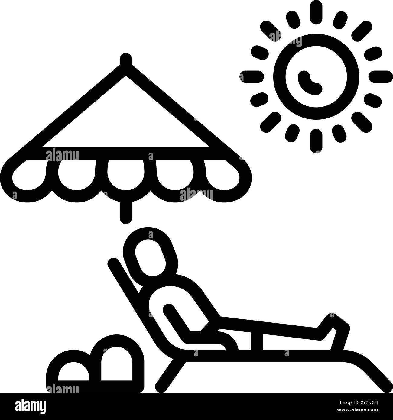 Icona per prendere il sole, sedia a sdraio Illustrazione Vettoriale