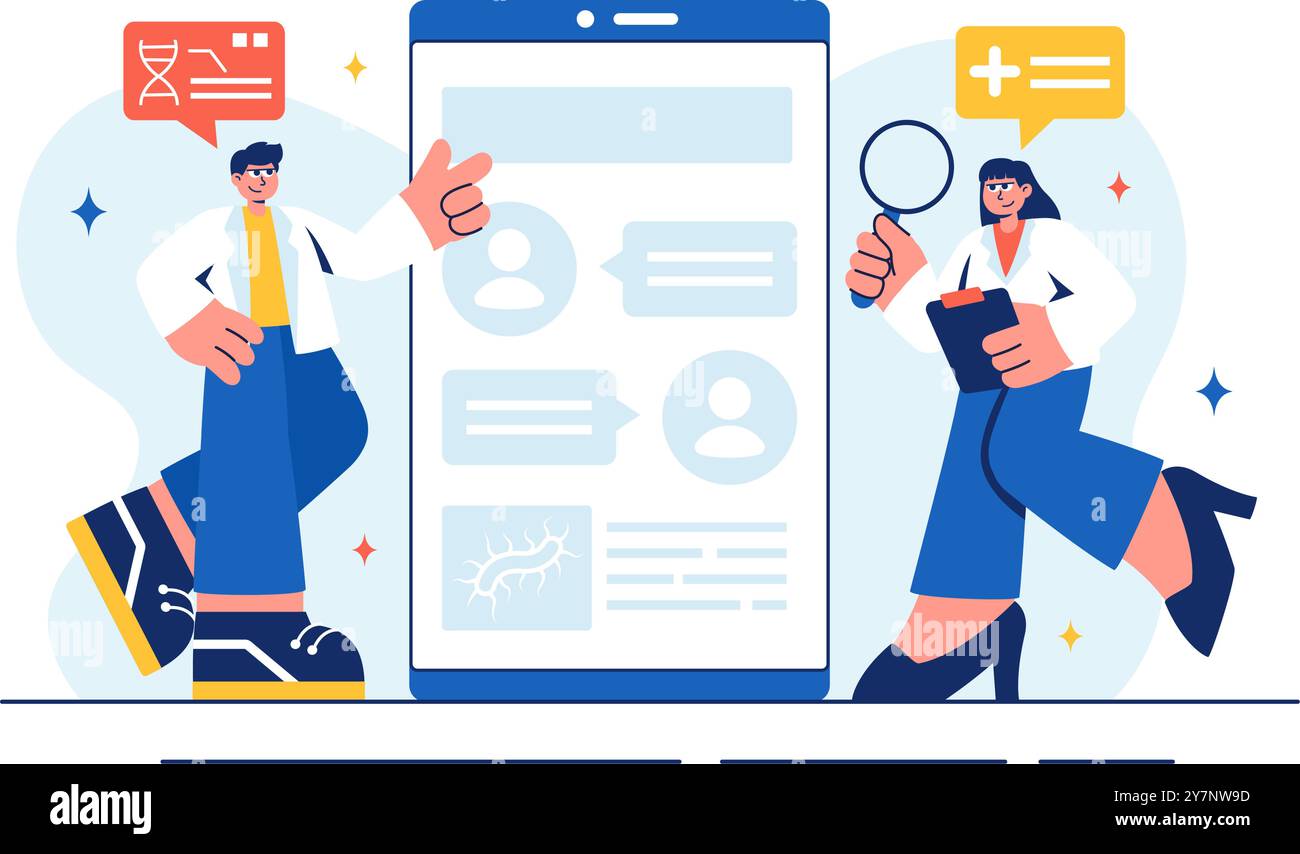 Illustrazione del vettore immunologo che mostra il sistema di protezione immunitaria che aiuta le persone a combattere le infezioni e i batteri nocivi in uno sfondo piatto Illustrazione Vettoriale