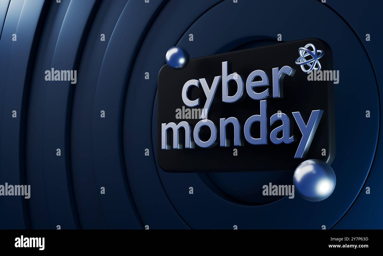 Design del modello di banner Cyber ​​Monday sale su sfondo scuro per poster pubblicitari o promozioni aziendali Foto Stock
