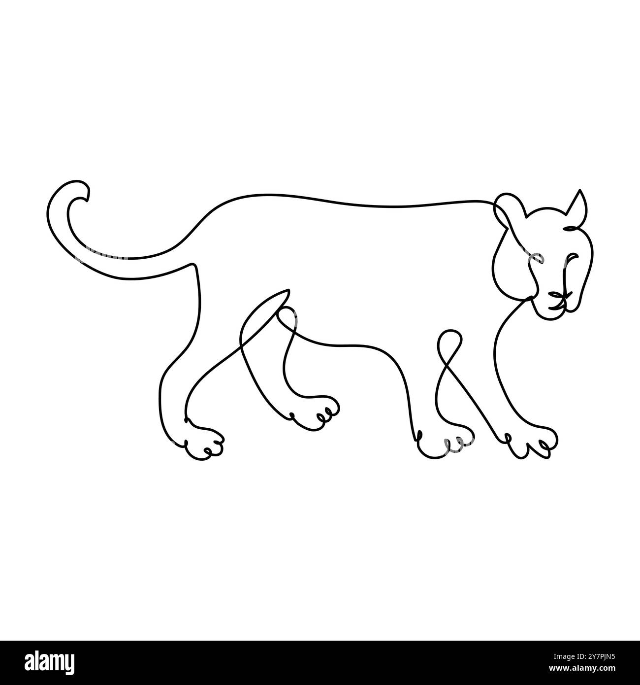 Disegno continuo su una linea. Arte simbolo della marcia tigre. Disegno continuo di una linea illustrazione vettoriale Tiger Jump disegno di una tigre. Illustrazione Vettoriale