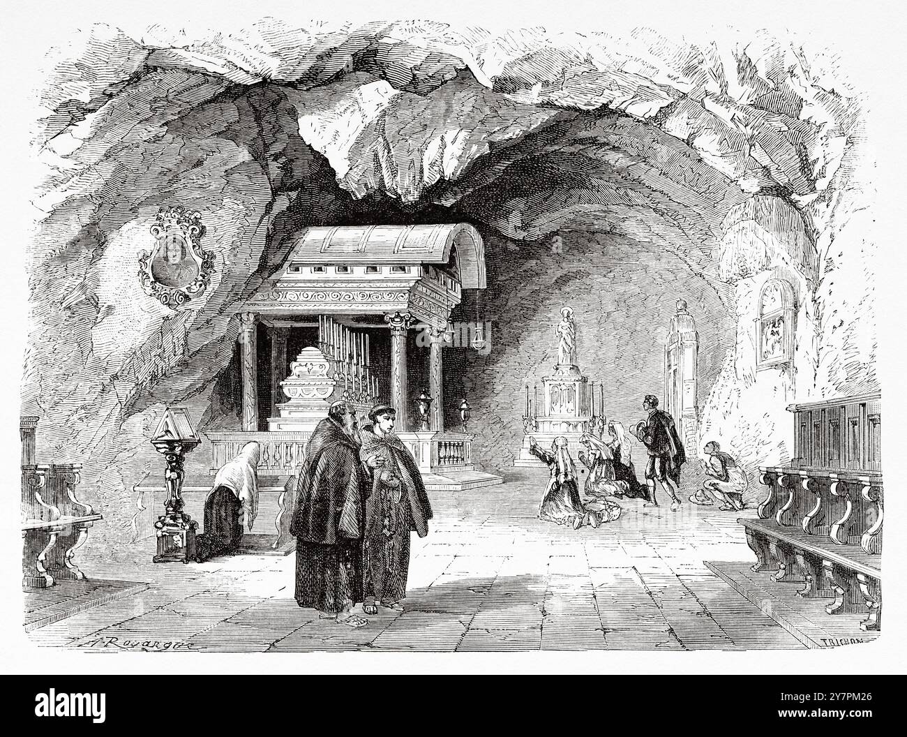 Il Santuario di Santa Rosalia, Palermo, Italia. Disegno di Adolphe Rouargue (1810-1870) da un mese in Sicilia, 1843 di Felix Bourquelot (1815-1868) le Tour du Monde 1860 Foto Stock