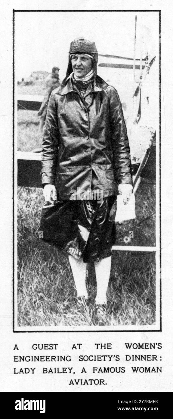 Un ospite alla cena della Women's Engineering Society; Mary, Lady Bailey, una famosa aviatrice donna.24 settembre 1927 Foto Stock