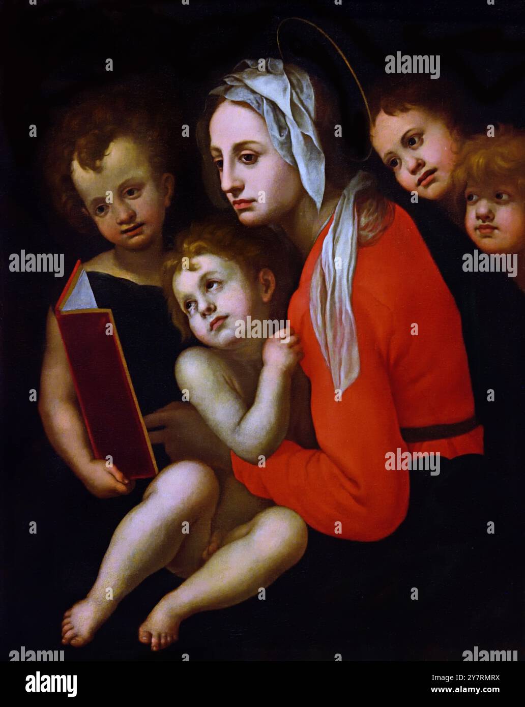 Vergine col bambino con tre angeli di Jacopo Pontormo ( Jacopo Carucci) 1494-1557, XVI secolo, Italia, italiano. Foto Stock