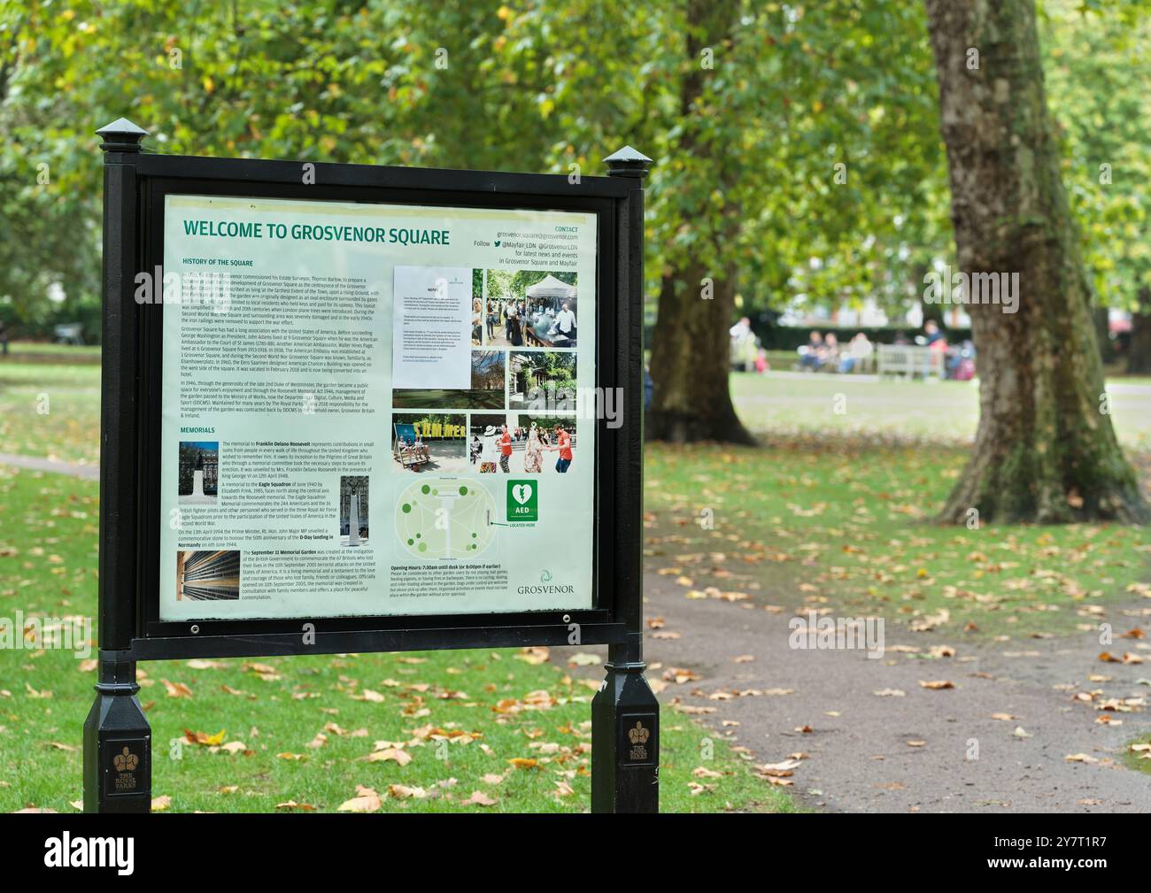 Grosvenor Square Park, Mayfair, Londra, Inghilterra. Foto Stock