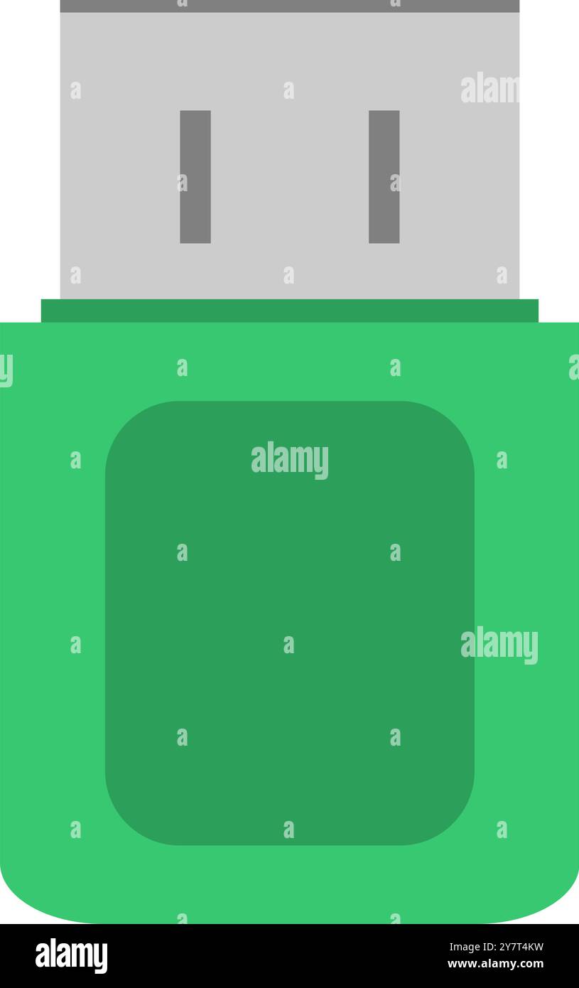 Unità flash USB verde. Icona verde dell'unità flash USB. Illustrazione Vettoriale