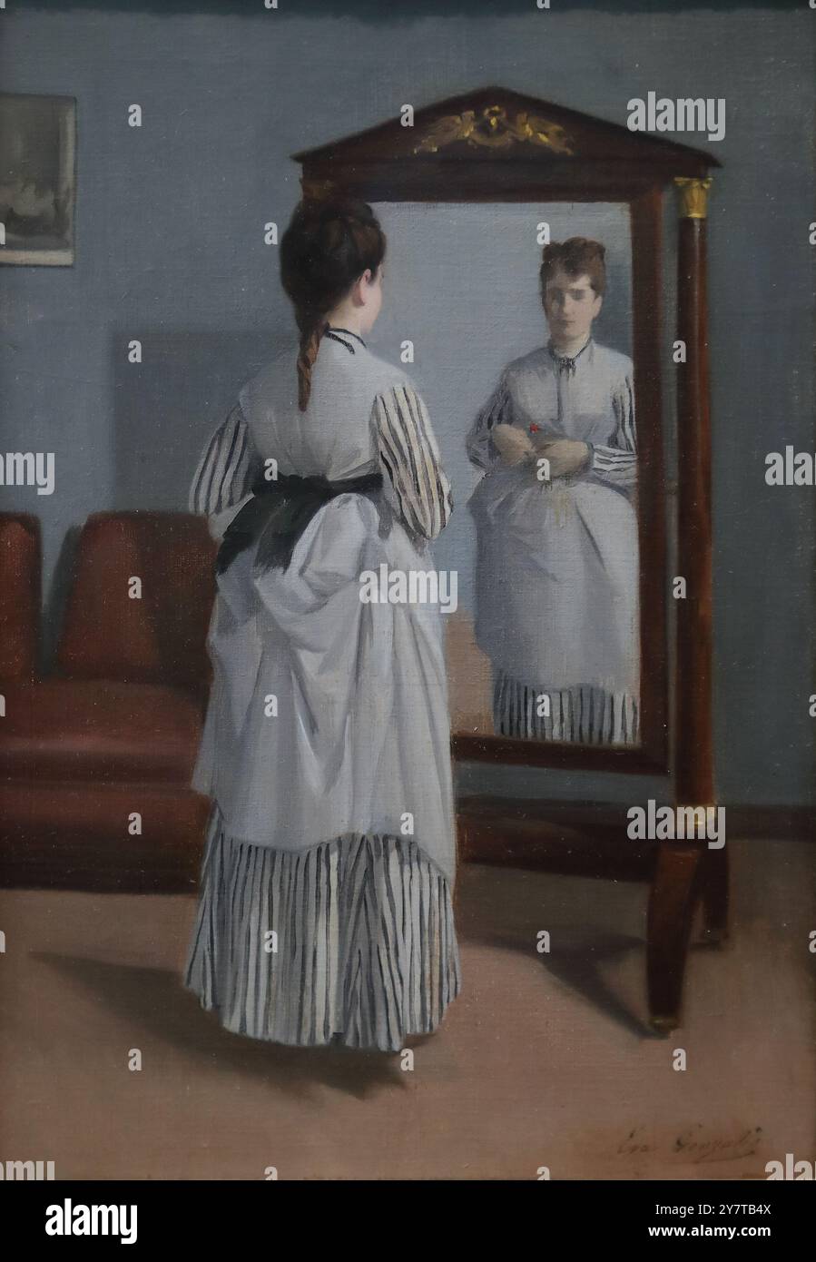 The Full-length Mirror della pittrice francese Eva Gonzales alla National Gallery, Londra, Regno Unito Foto Stock