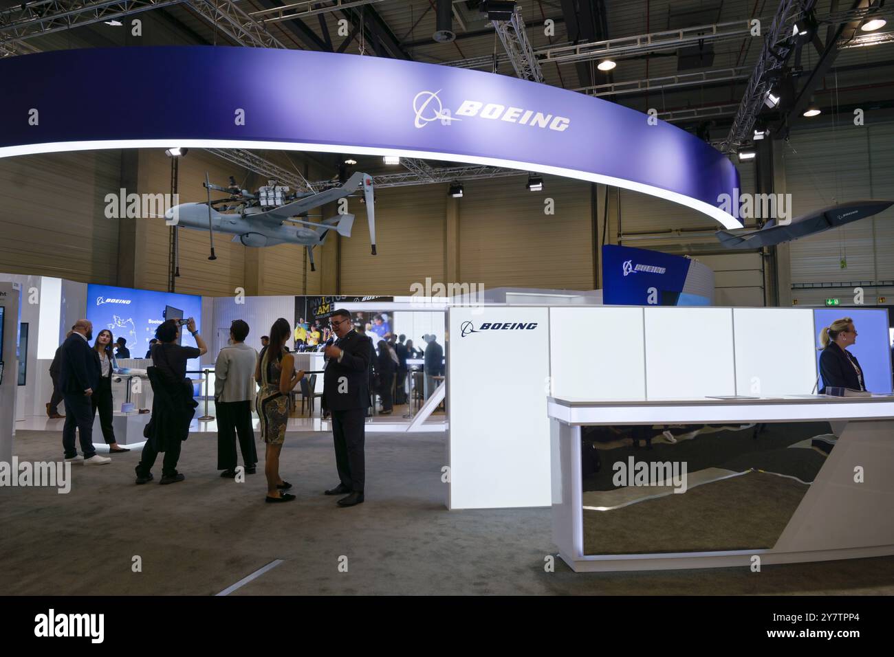 Boeing Exhibition stand, ILA 2024, International Aerospace Exhibition Berlin, Schönefeld, Brandeburgo, Germania, Messestand Boeing, internazionale Luft Foto Stock