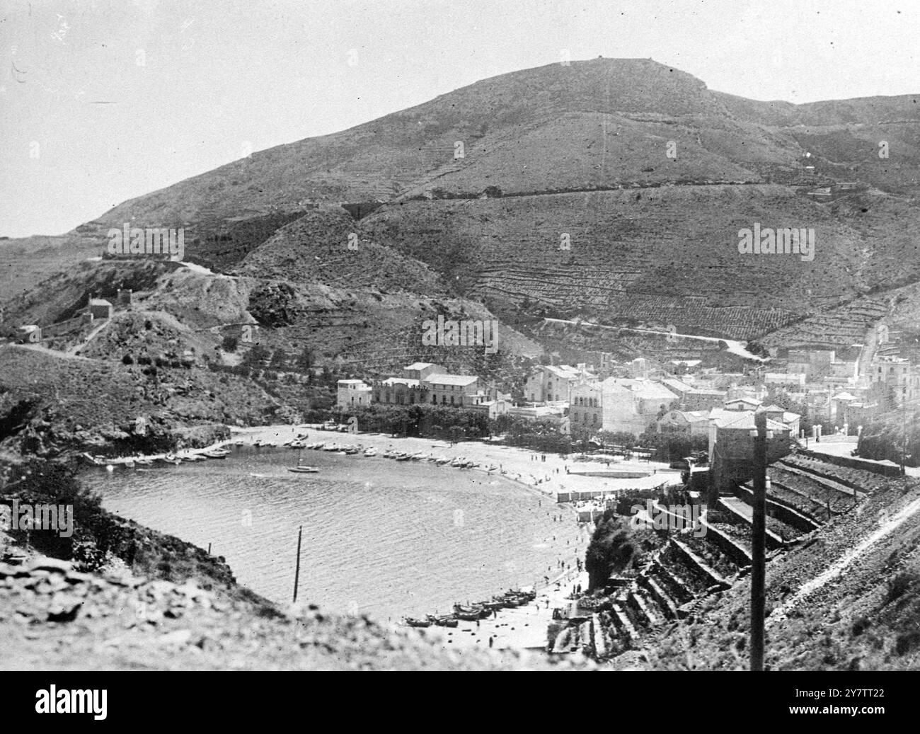 Mostra fotografici: Portbou sulla frontiera franco-spagnola, un importante porto per i repubblicani durante la guerra civile spagnola, per ottenere rifornimenti dall'estero.circa 1937 Foto Stock