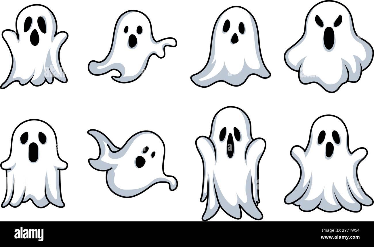 Set di Halloween Ghost Illustration Illustrazione Vettoriale