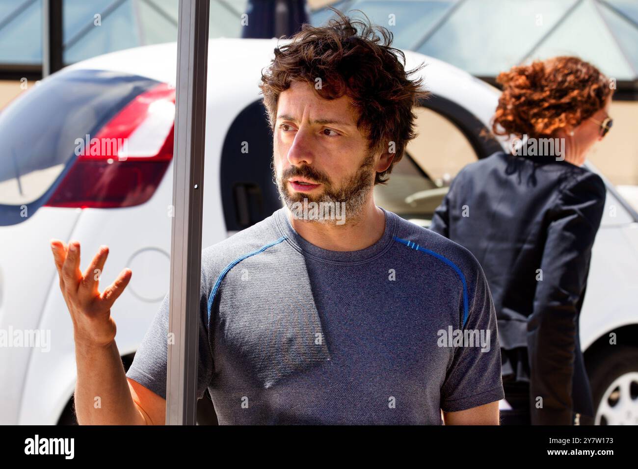 Mountain View, California USA.--Sergey Brin, co-fondatore di Google Inc. A Mountain View, California, mercoledì 13 maggio 2015 Foto Stock