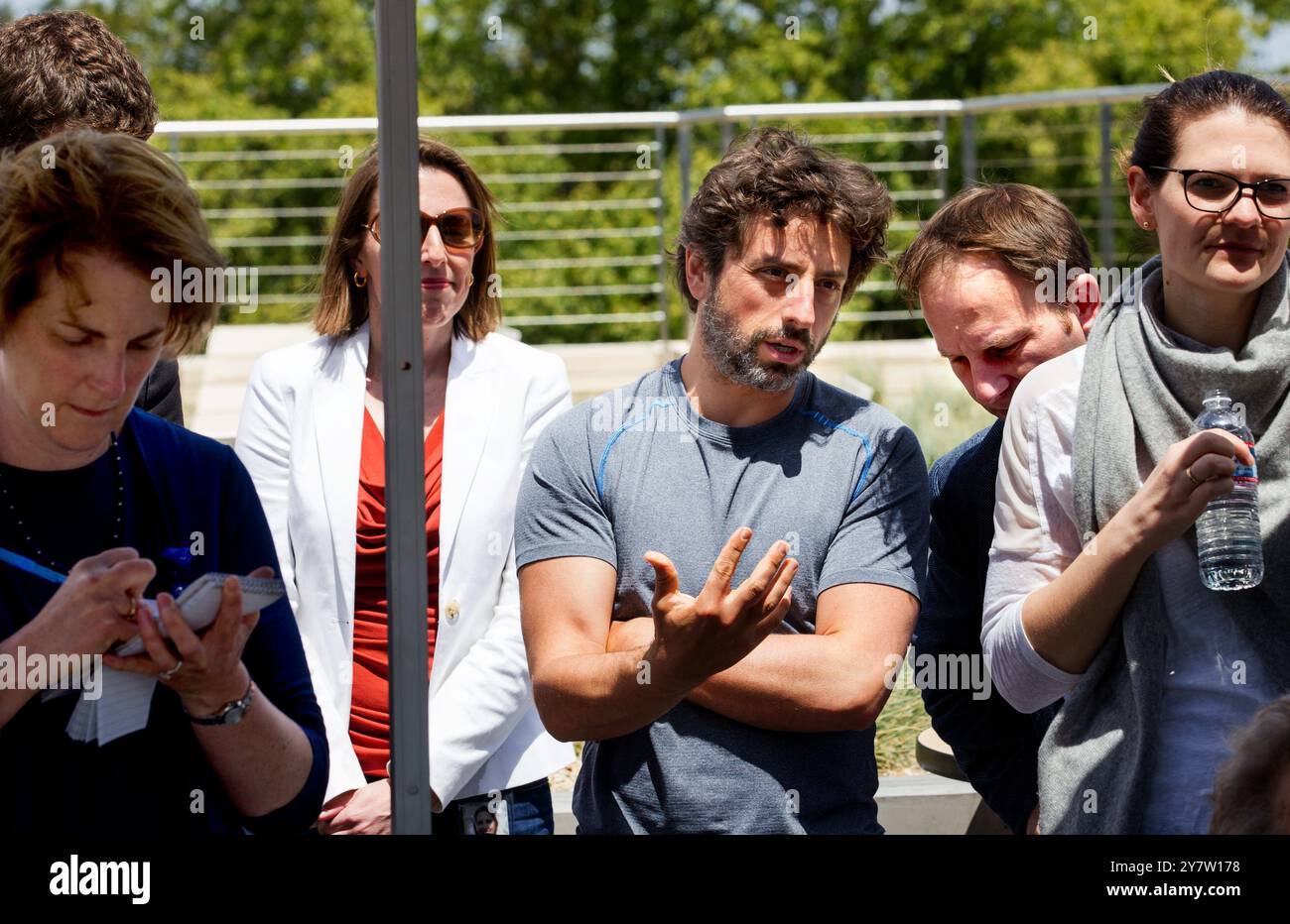 Mountain View, California USA.--Sergey Brin, co-fondatore di Google Inc. A Mountain View, California, mercoledì 13 maggio 2015. Foto Stock