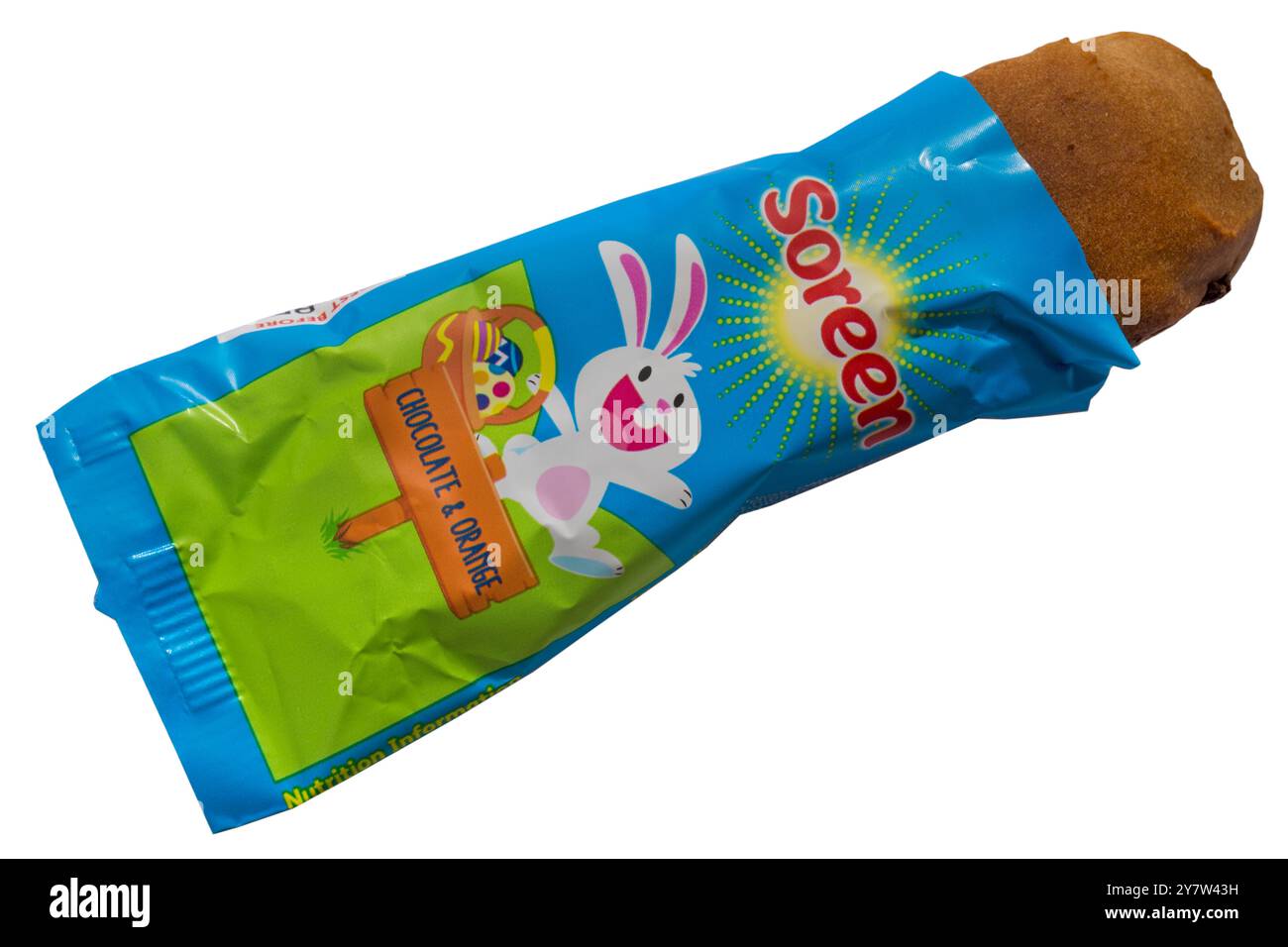 Soreen deliziosamente elasticizzato cioccolato e mini pagnotta d'arancia isolato su sfondo bianco Foto Stock