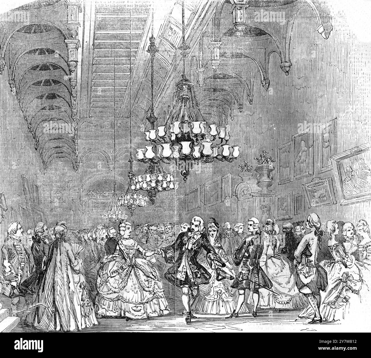 Suo Majessty Queen Victoria 's Costume BallMinuet nella sala del Trono a Buckingham Palace , Londra 1845 Foto Stock