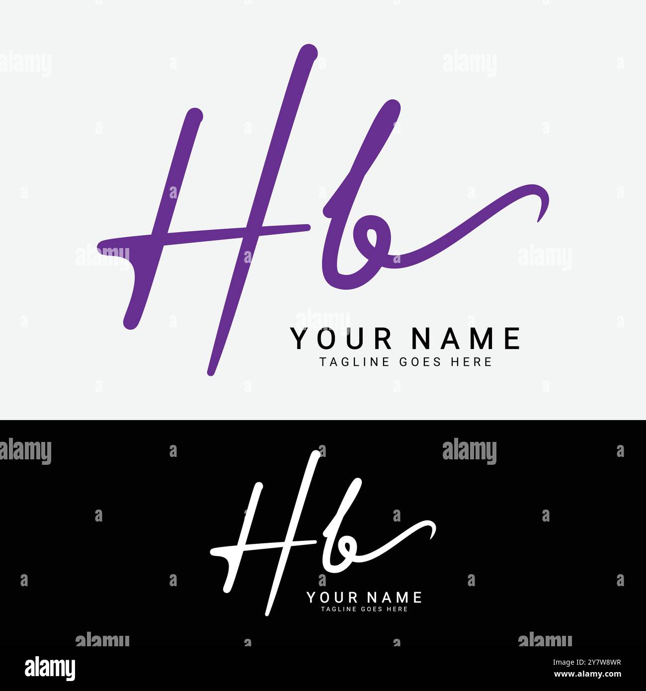 Logo H, B, lettera iniziale HB. Logo Signature scritto a mano Alphabet HB Illustrazione Vettoriale