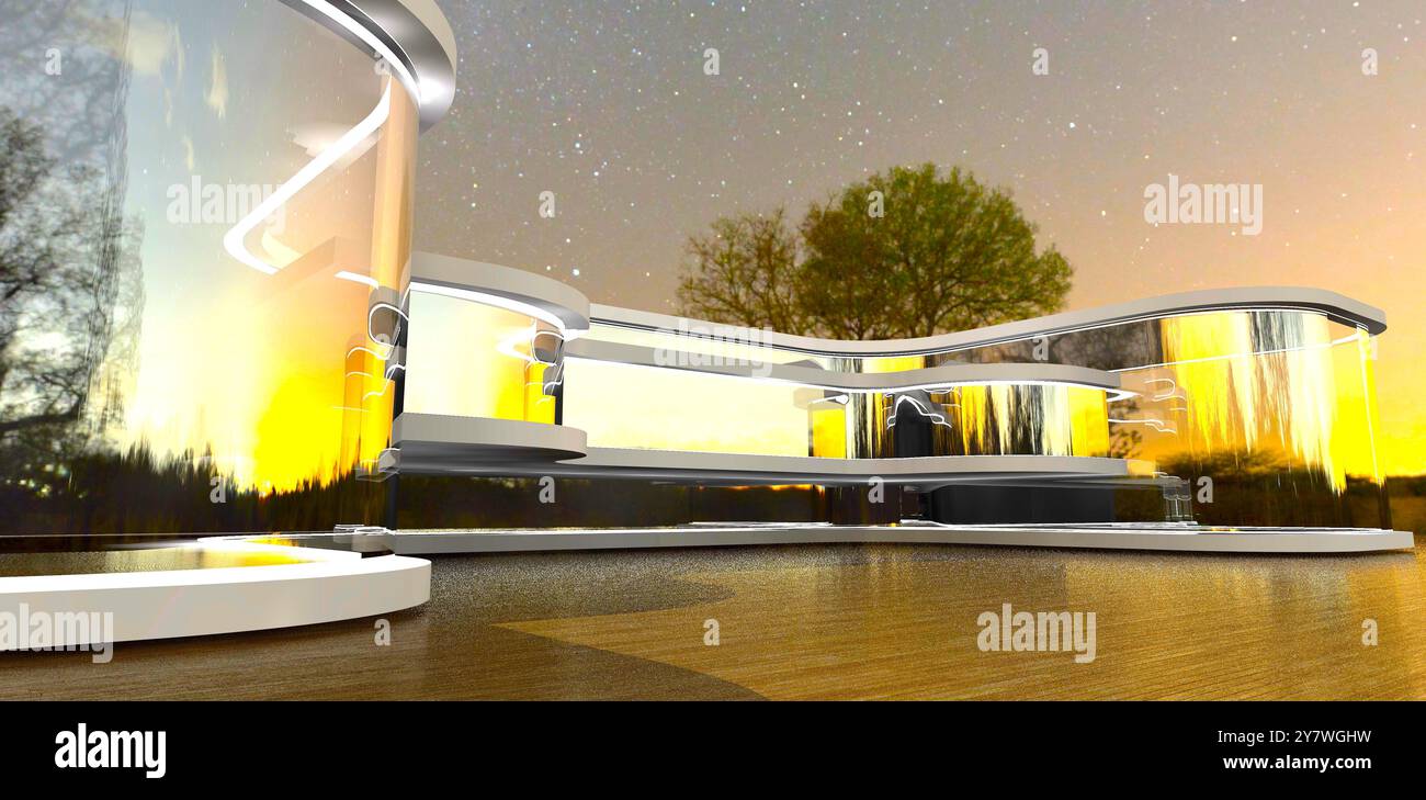 Un capolavoro di arte architettonica moderna. Un esclusivo boutique hotel a Singapore. Rendering 3D. Foto Stock