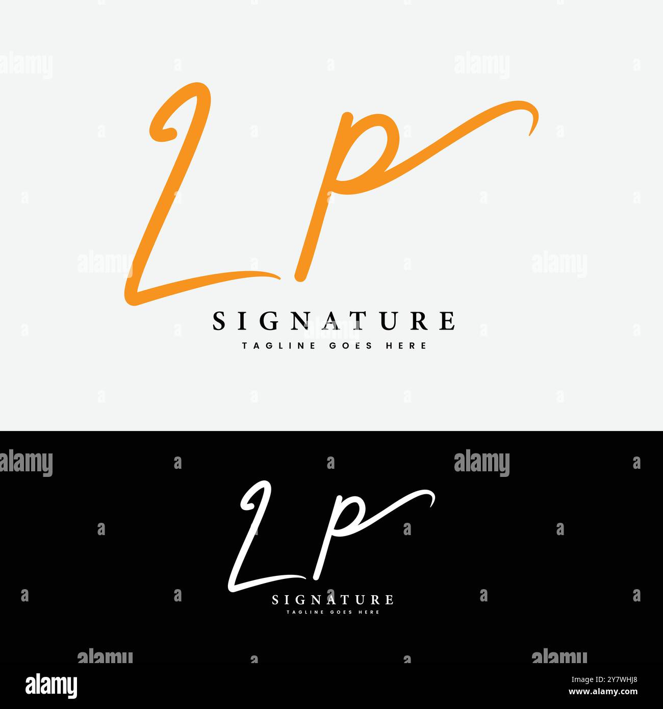 Logo L, P, LP con lettera iniziale. Logo firma LP alfabetico scritto a mano Illustrazione Vettoriale