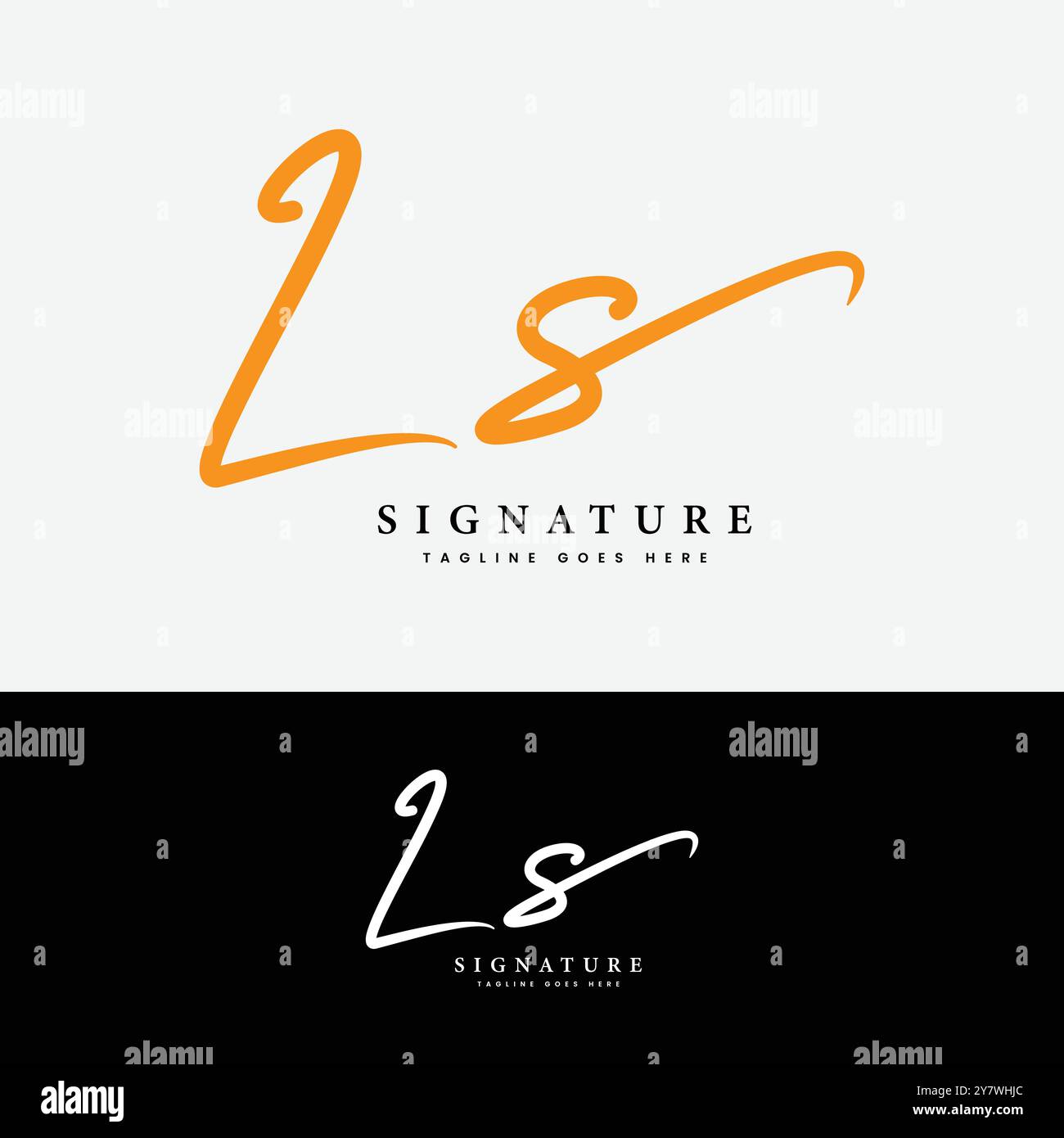 Logo L, S, LS con lettera iniziale. Logo della firma scritta a mano Alphabet LS Illustrazione Vettoriale