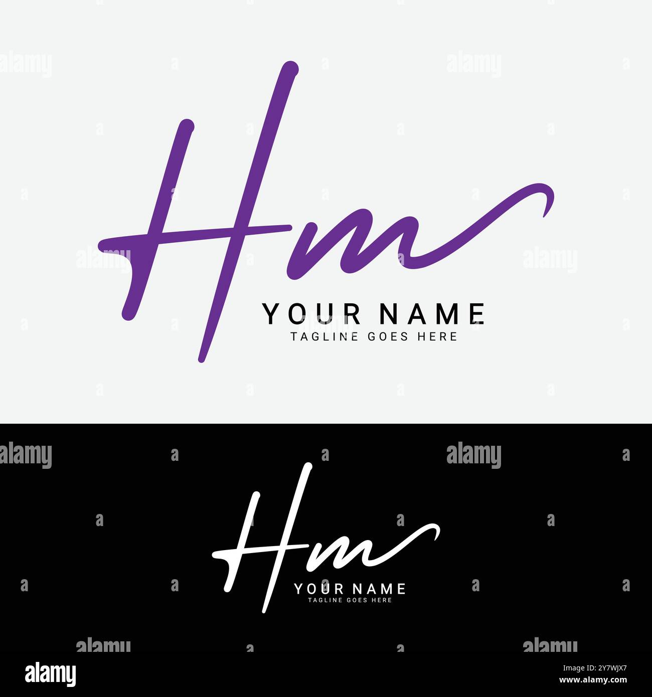 H, M, HM, lettera iniziale logo. Logo della firma scritta a mano Alphabet HM Illustrazione Vettoriale