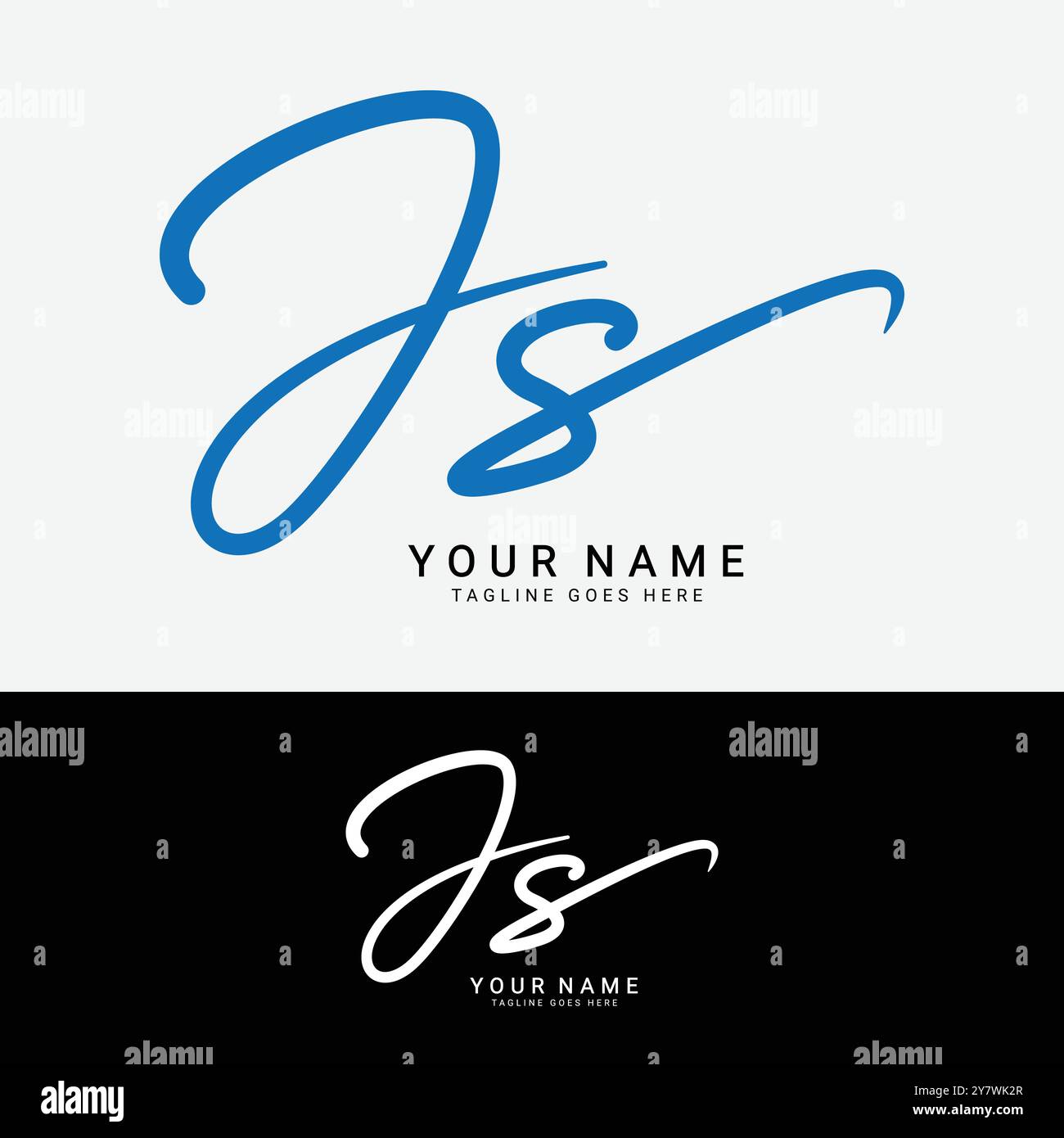 J, S, logo della lettera iniziale di JS. Logo della firma scritta a mano Alphabet JS Illustrazione Vettoriale