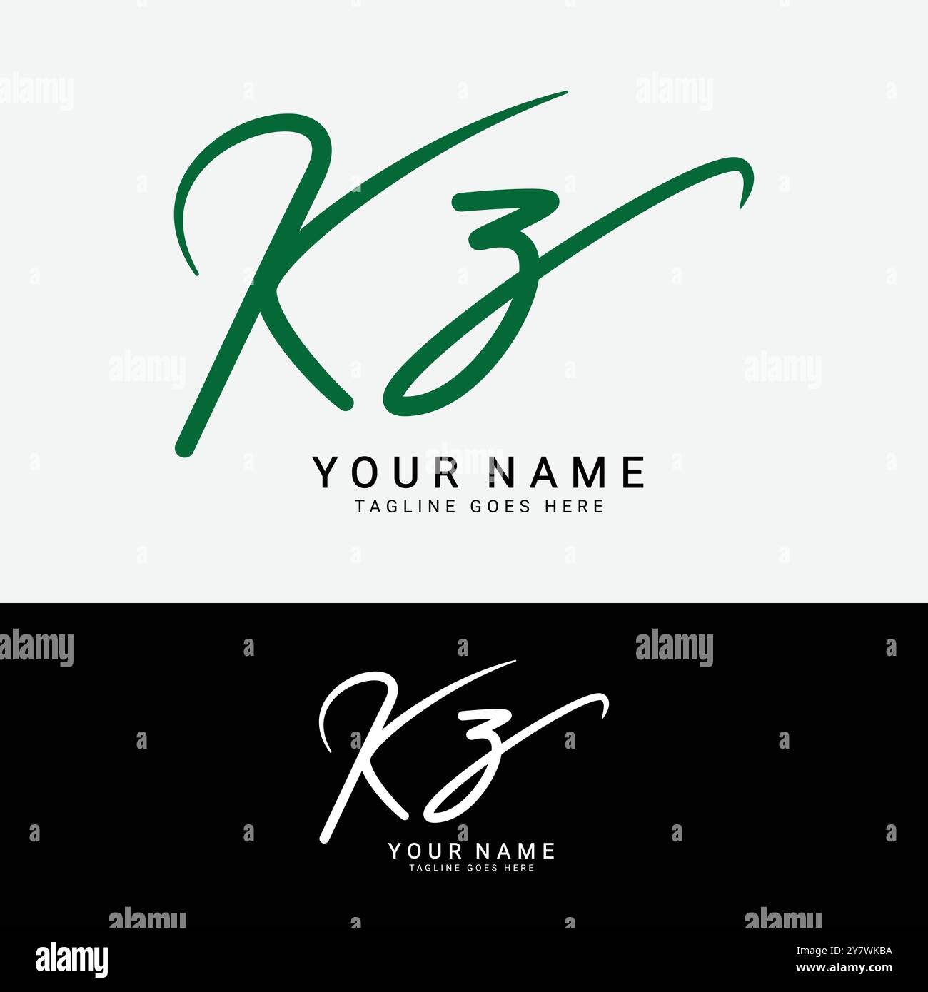 Logo della lettera iniziale K, Z, KZ. Logo della firma scritta a mano Alphabet KZ Illustrazione Vettoriale