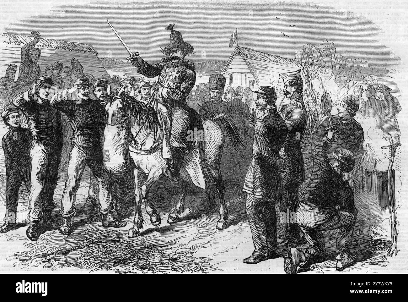 La domenica pomeriggio a Sundsmark , Isola di Alsen , Danimarca , sono stati tenuti per essere impiegati nella difesa di Sonderburg e Duppel . 21 maggio 1864 Foto Stock