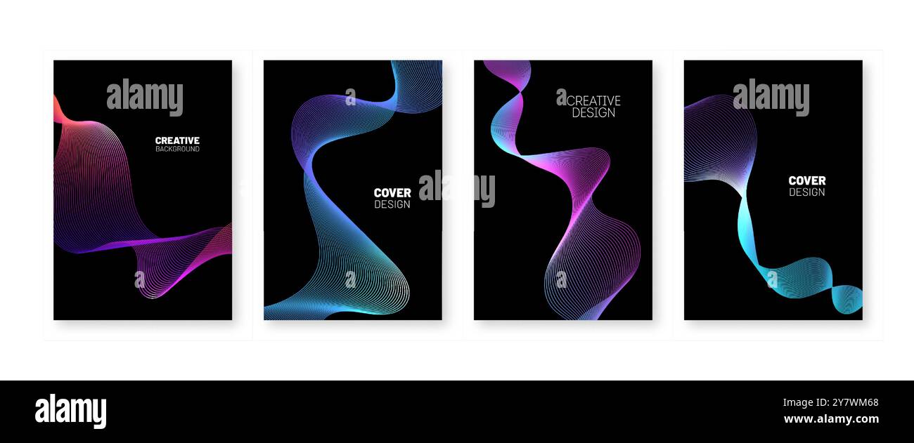Modello di design astratto futuristico della copertina. poster delle linee dei fluidi Illustrazione Vettoriale