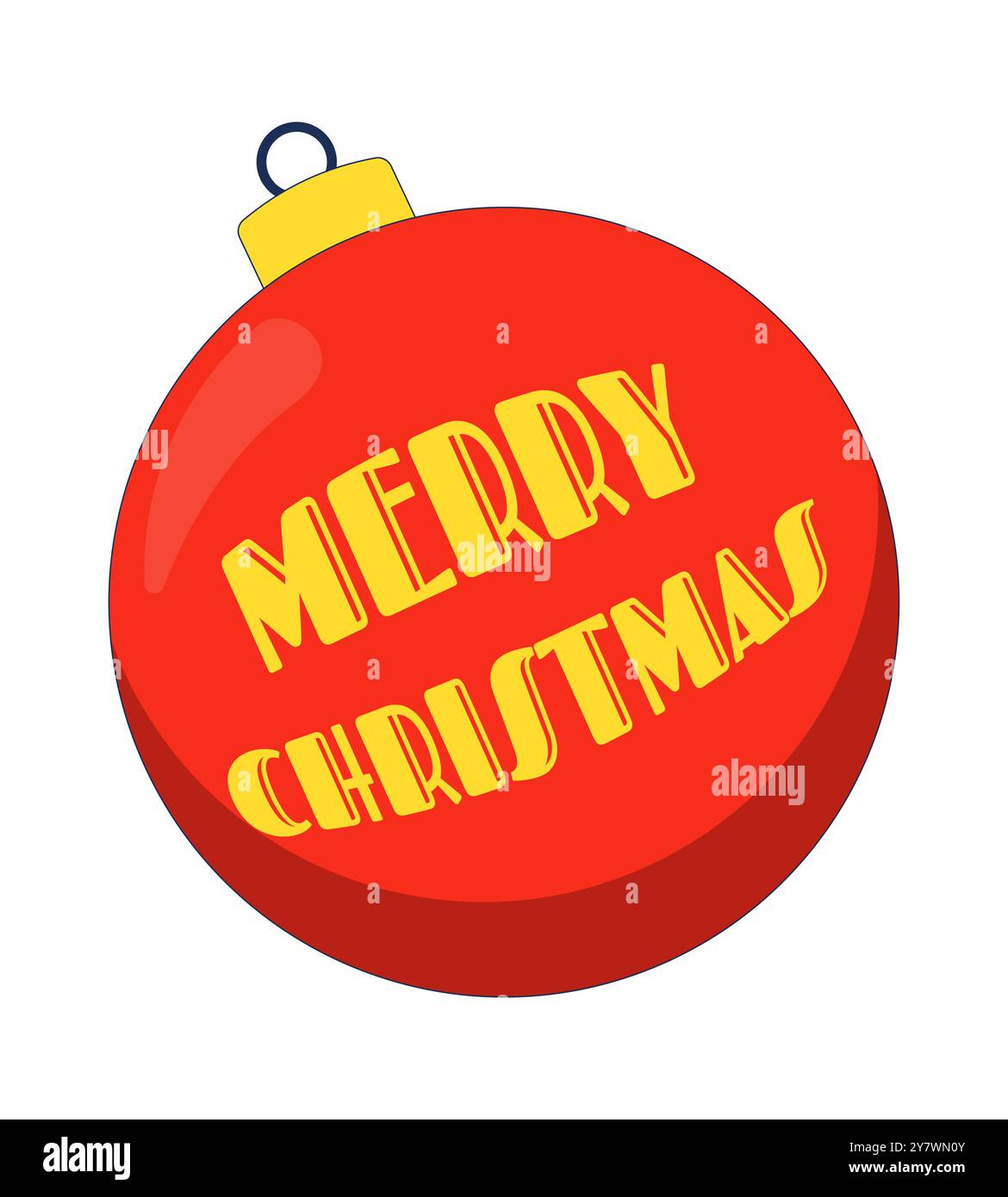 Baule natalizie con scritta Merry Christmas Cartoon Object 2D. Illustrazione Vettoriale